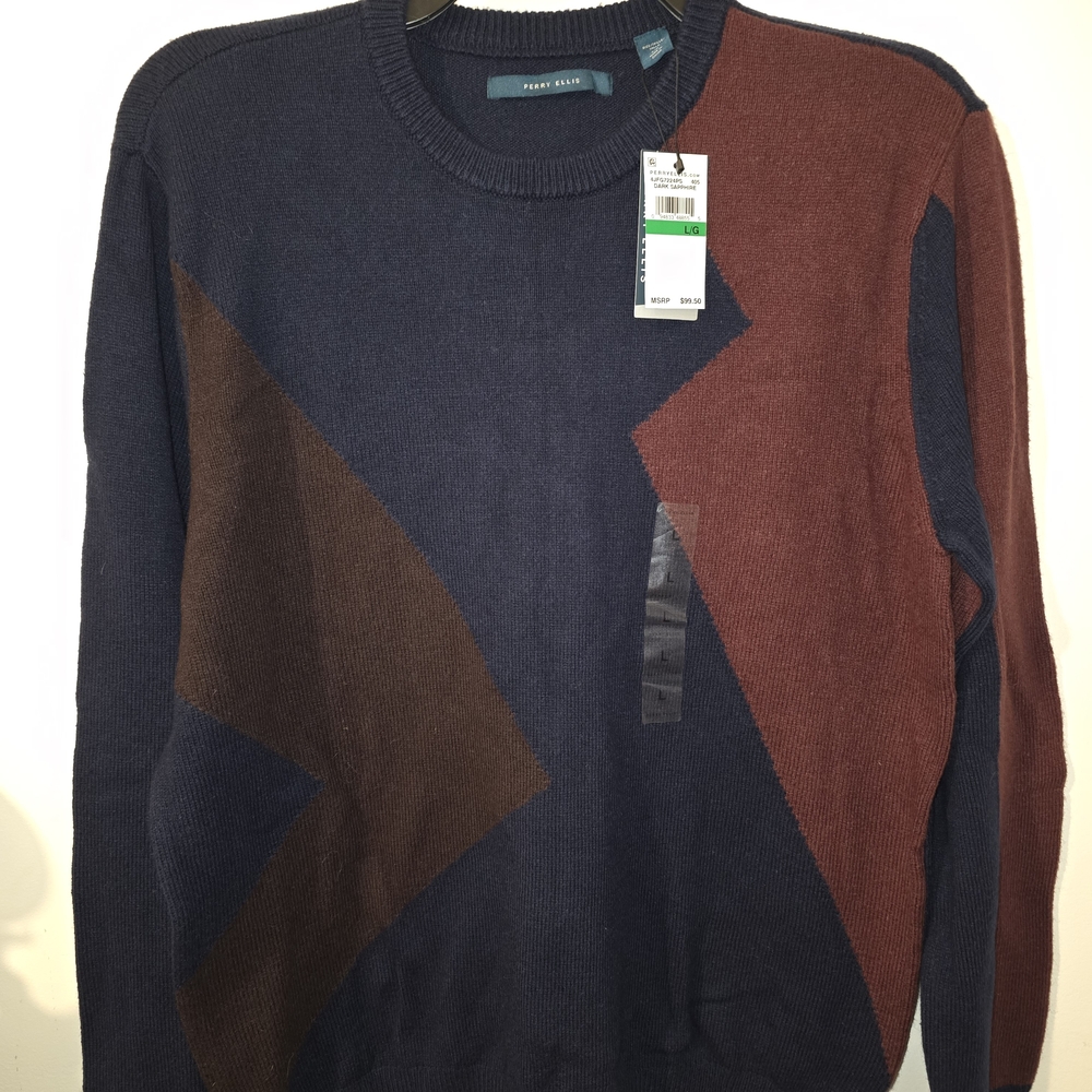Perry Ellis Multicolor Geometric Crewneck Sweater